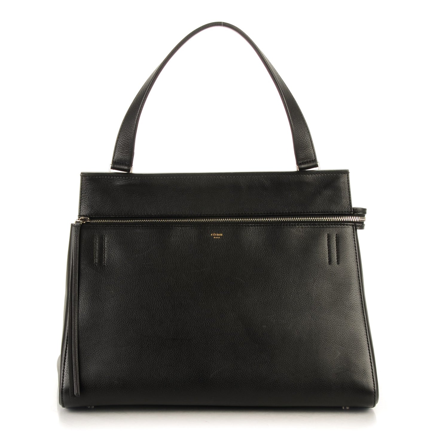 Drummed Calfskin Large Edge Shoulder Bag Black