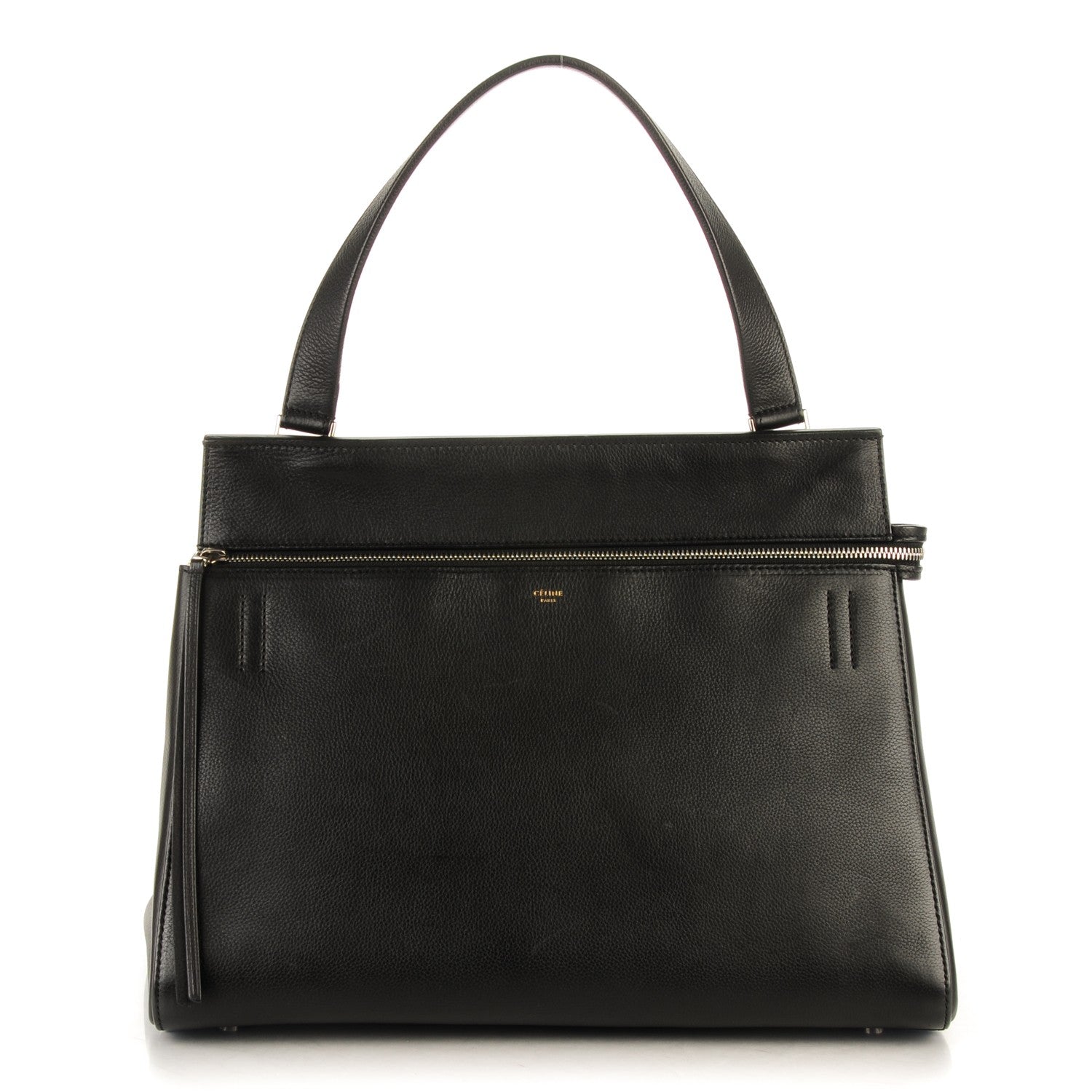 Celine Drummed Calfskin Large Edge Shoulder Bag Black 1 of 9