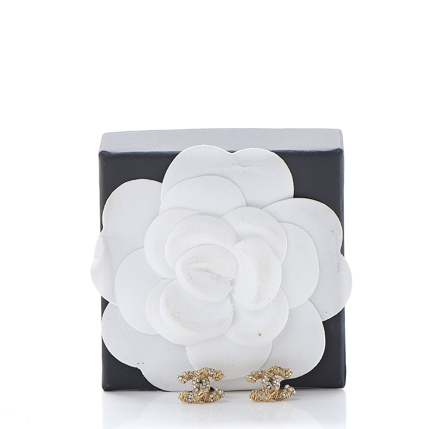 Chanel Crystal CC Earrings Gold 7 of 7