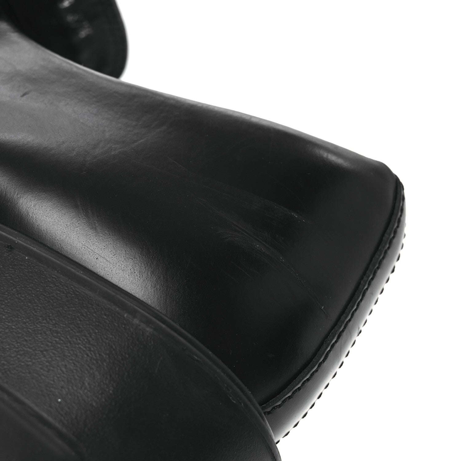 Prada Spazzolato Rois Metal Triangle Logo Monolith 55mm Loafers 37.5 Black 13 of 14