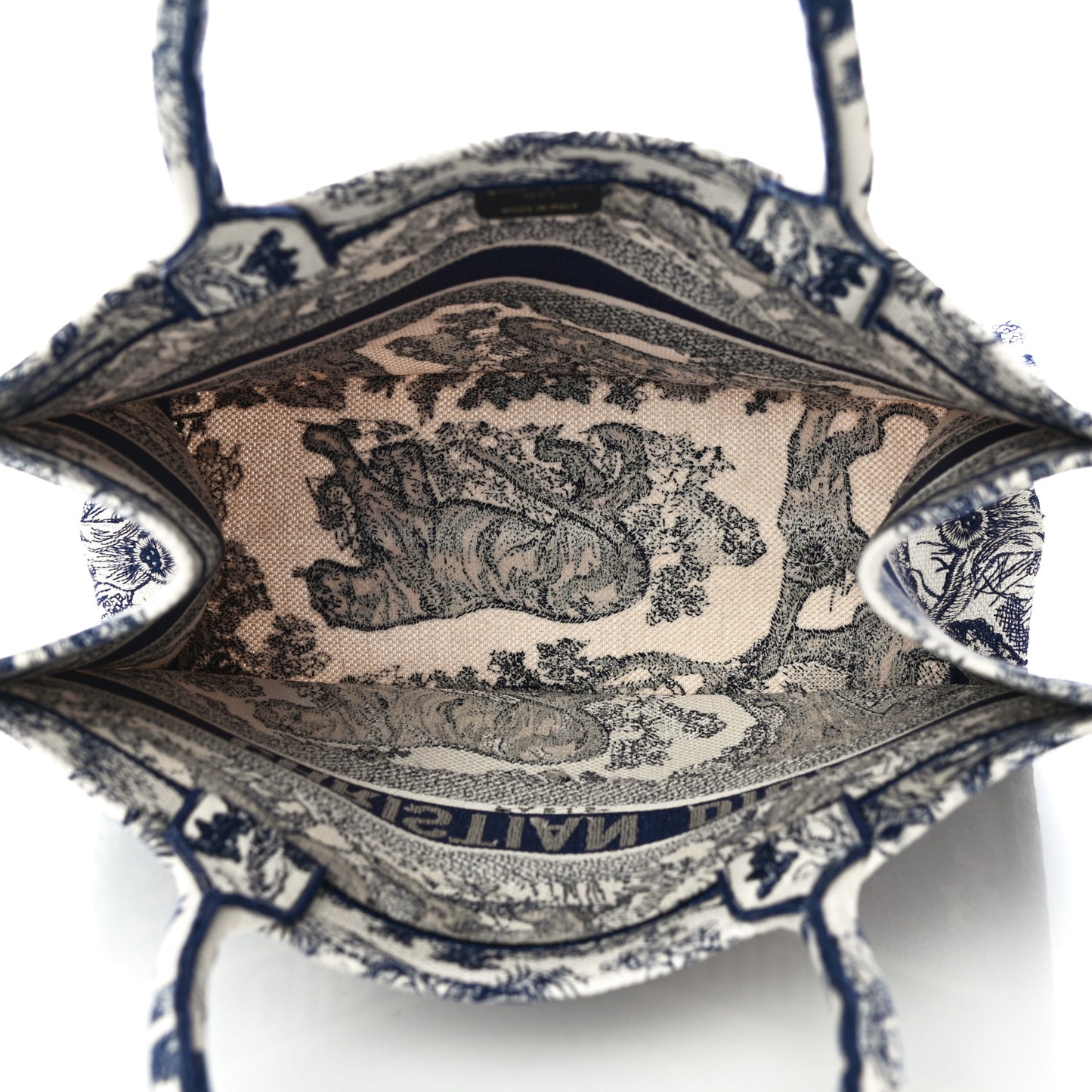 Canvas Embroidered Medium Dioriviera Toile De Jouy Book Tote Blue
