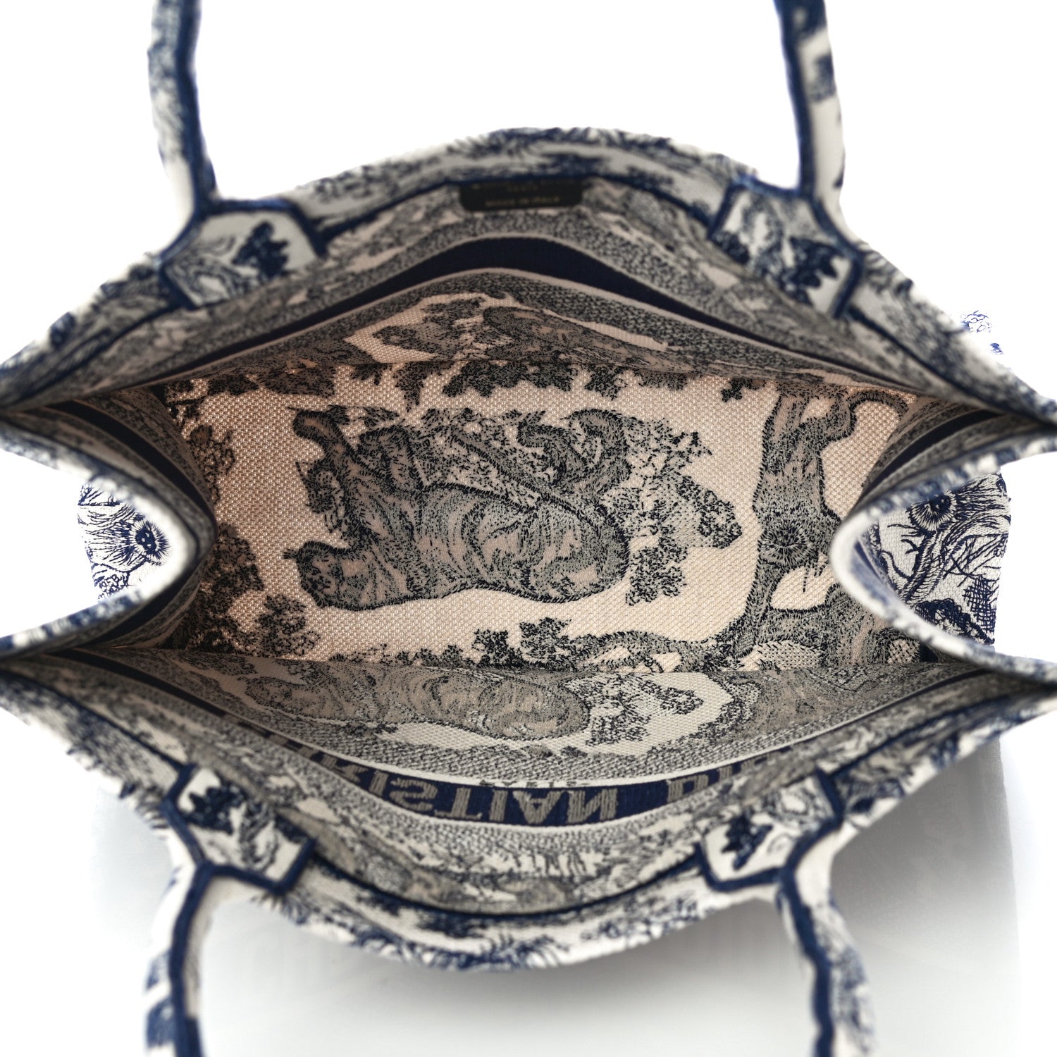 Christian Dior Canvas Embroidered Medium Dioriviera Toile De Jouy Book Tote Blue 4 of 9