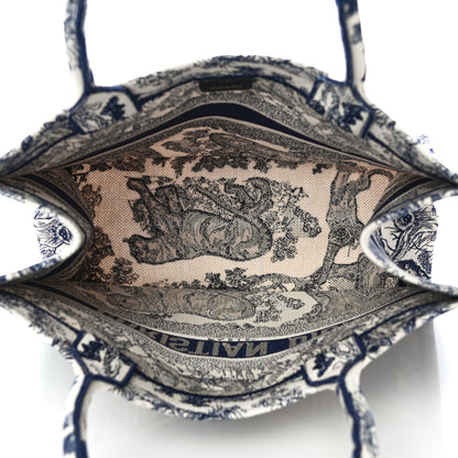 Christian Dior Canvas Embroidered Medium Dioriviera Toile De Jouy Book Tote Blue 4 of 9