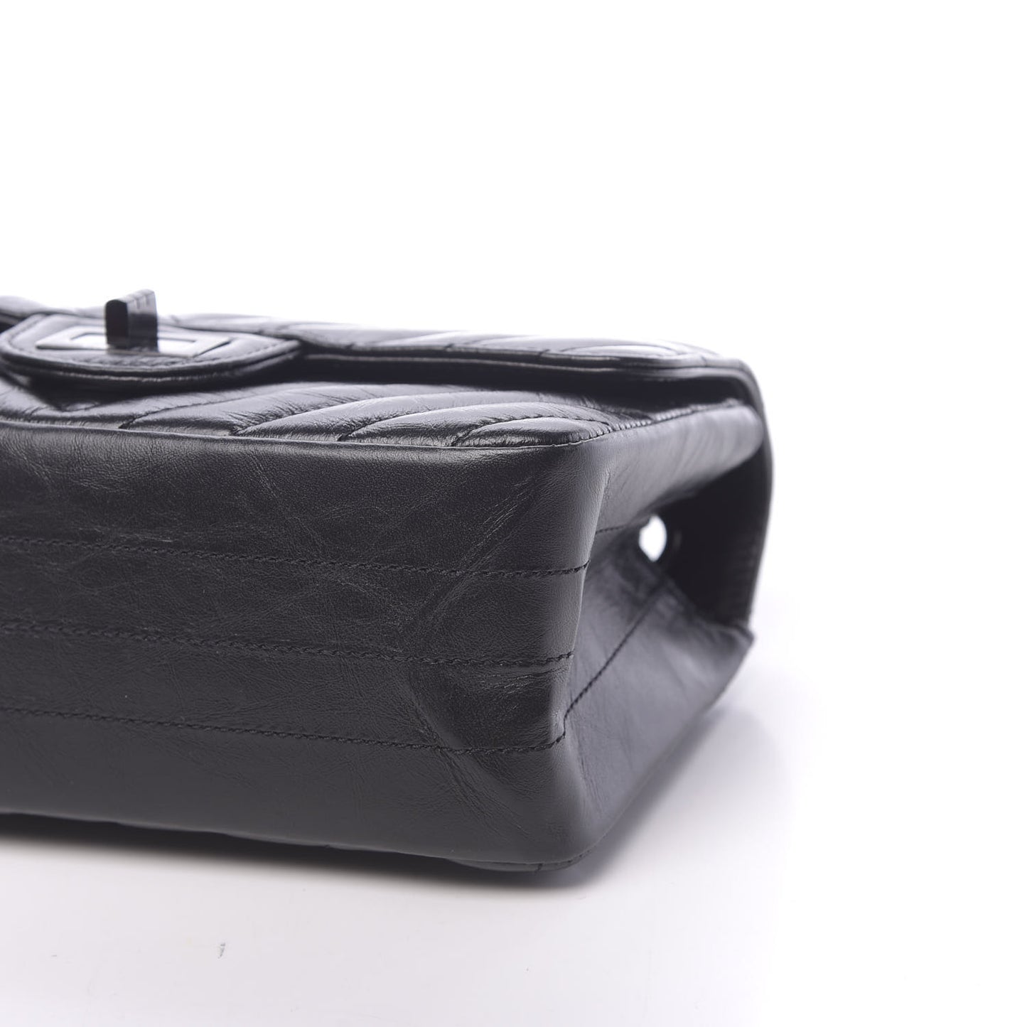 Aged Calfskin Chevron Quilted 2.55 Reissue Mini Flap So Black