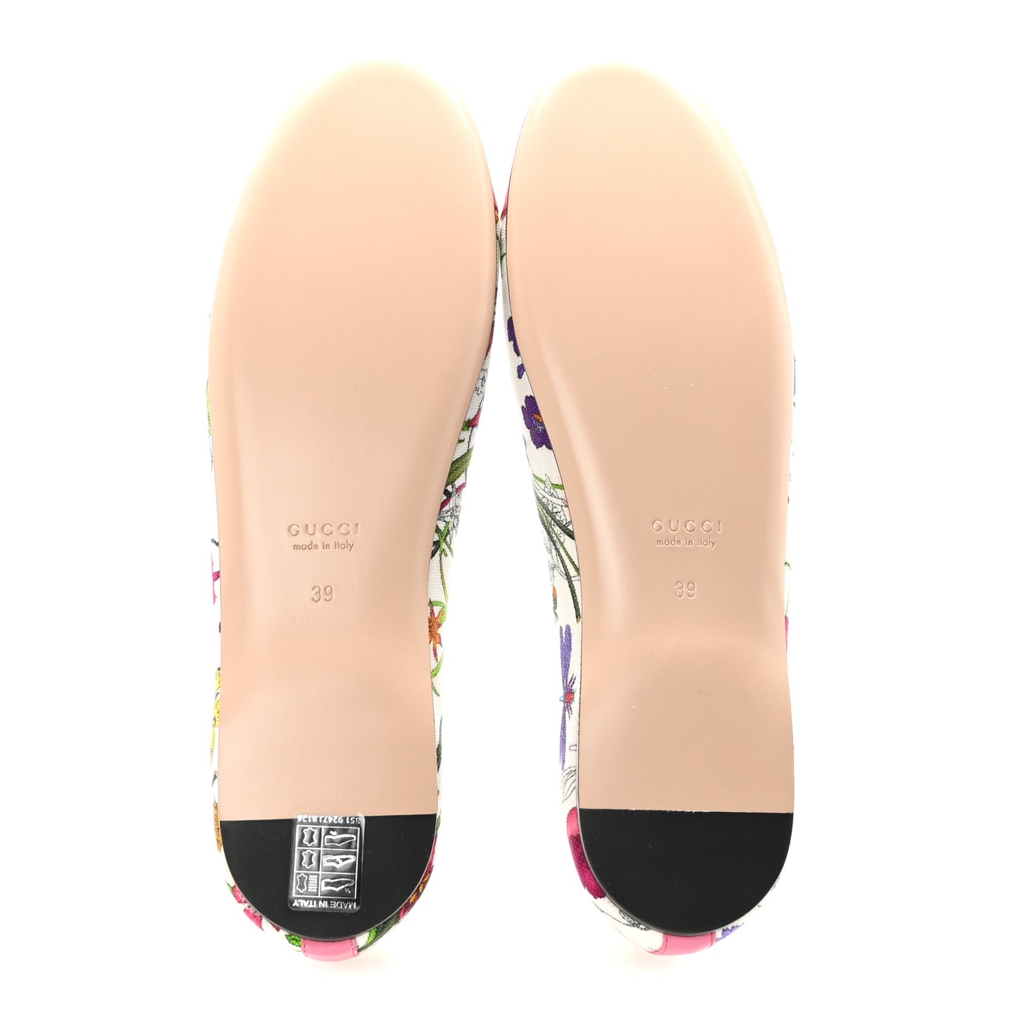 Sepang Flora Faded Canvas GG Marmont Ballerina Flats 39 White Multicolor Knit Rose