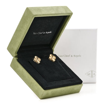Van Cleef & Arpels 18K Yellow Gold Guilloche Vintage Alhambra Earrings 5 of 5