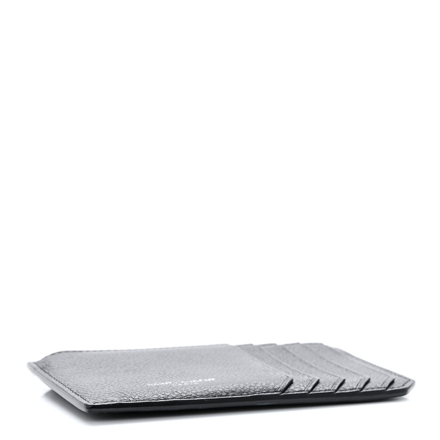 Grained Calfskin 5 Fragments Zip Pouch Card Holder Black
