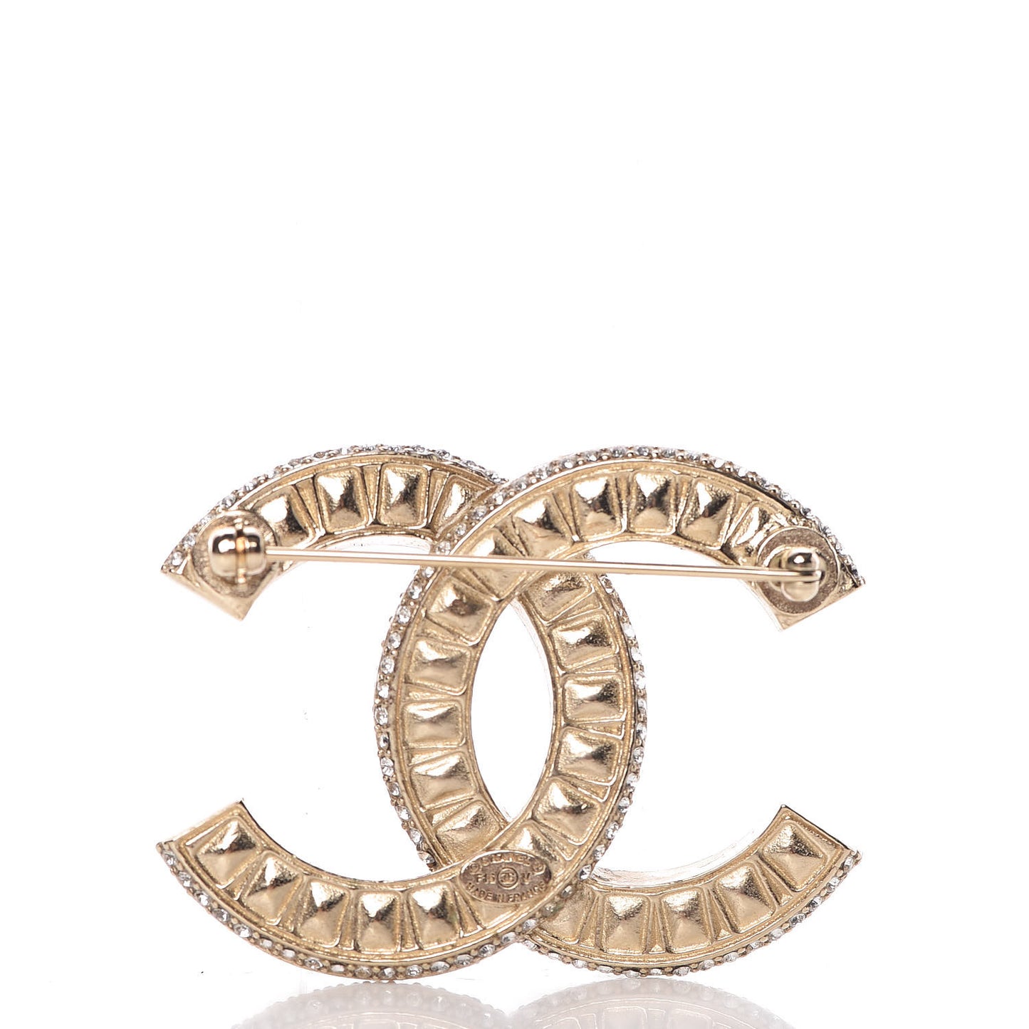Baguette Crystal CC Brooch Gold