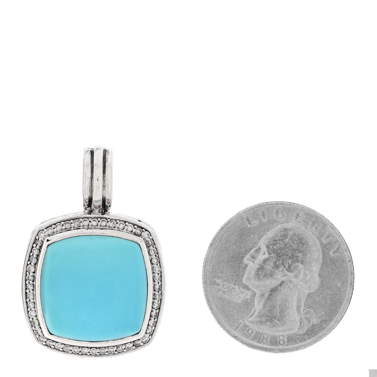 Sterling Silver Diamond Turquoise 17mm Albion Enhancer Pendant