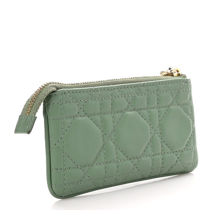 Christian Dior Lambskin Cannage Lady Dior Zipped Key Case Green 3 of 8
