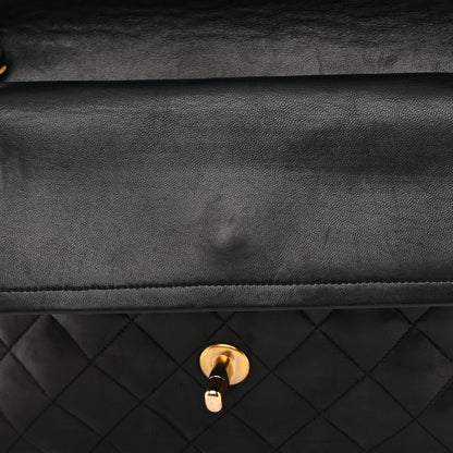Chanel Lambskin Quilted Medium Double Flap Black 16 of 25