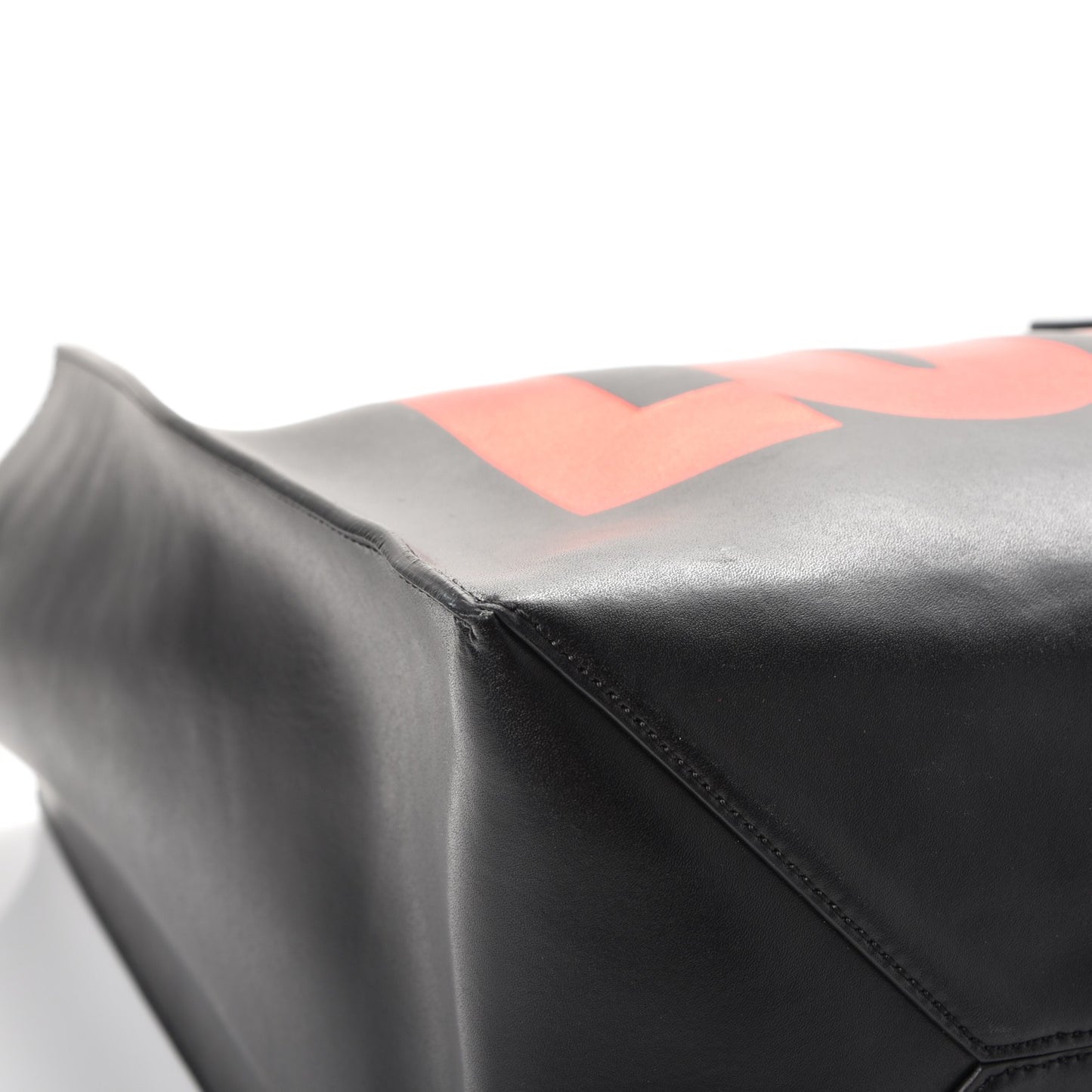 Calfskin Love Print Shopper Tote Black