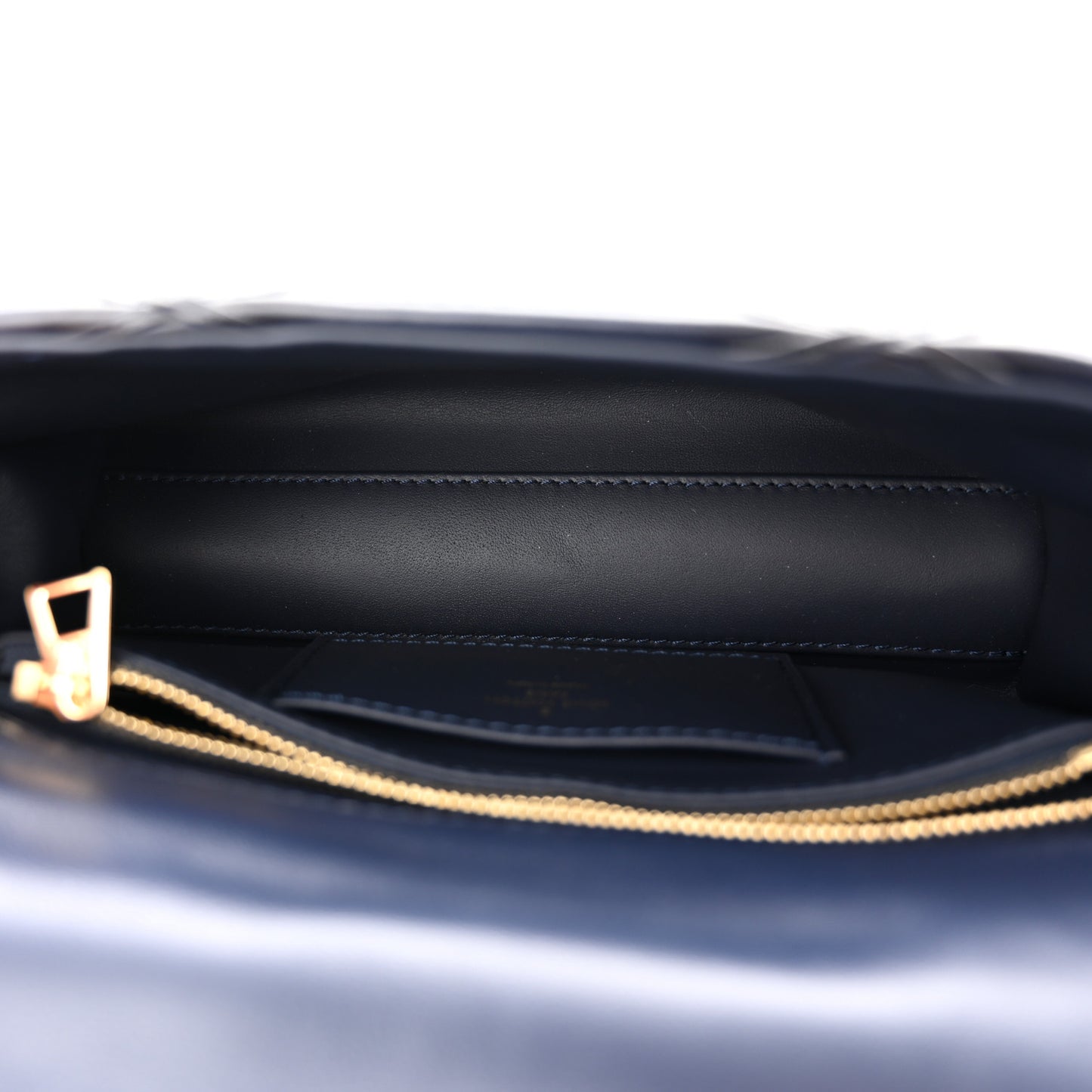 Lambskin Malletage Top Handle GO-14 MM Bleu Marine