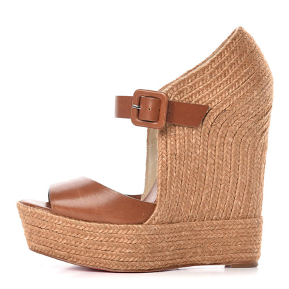 Christian Louboutin Praia 140 Platform Espadrilles 37 Tobacco 1 of 20