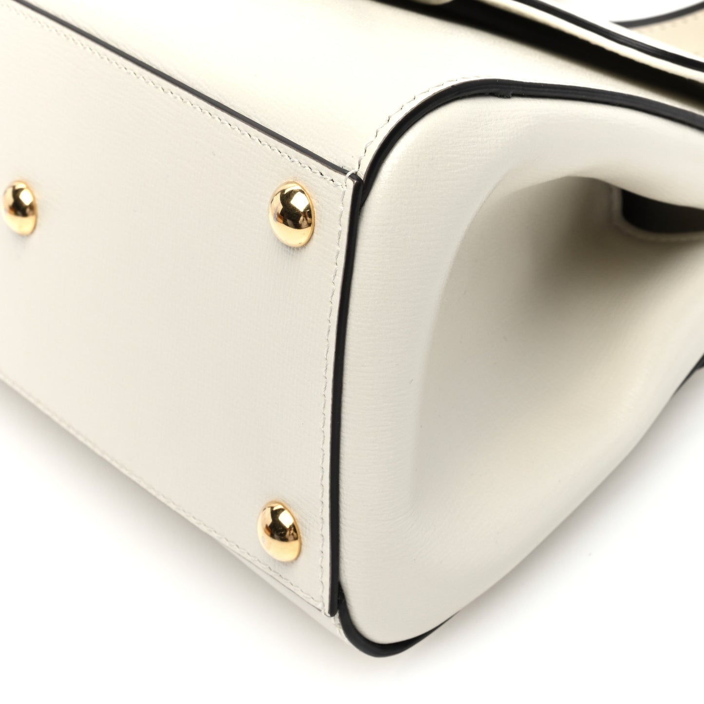 Glazed Textured Calfskin Mini Horsebit 1955 Top Handle Flap Bag Mystic White