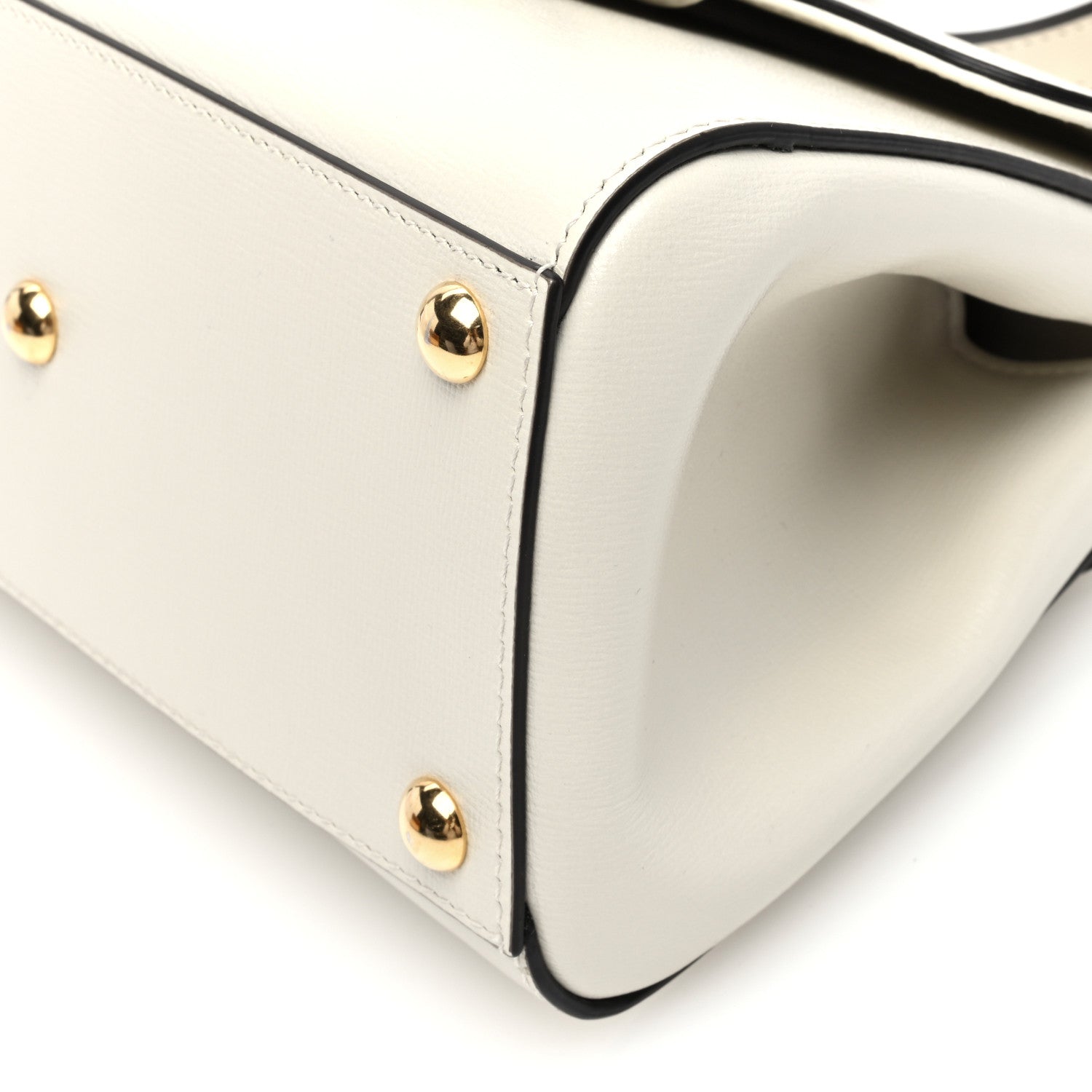 Gucci Glazed Textured Calfskin Mini Horsebit 1955 Top Handle Flap Bag Mystic White 9 of 9