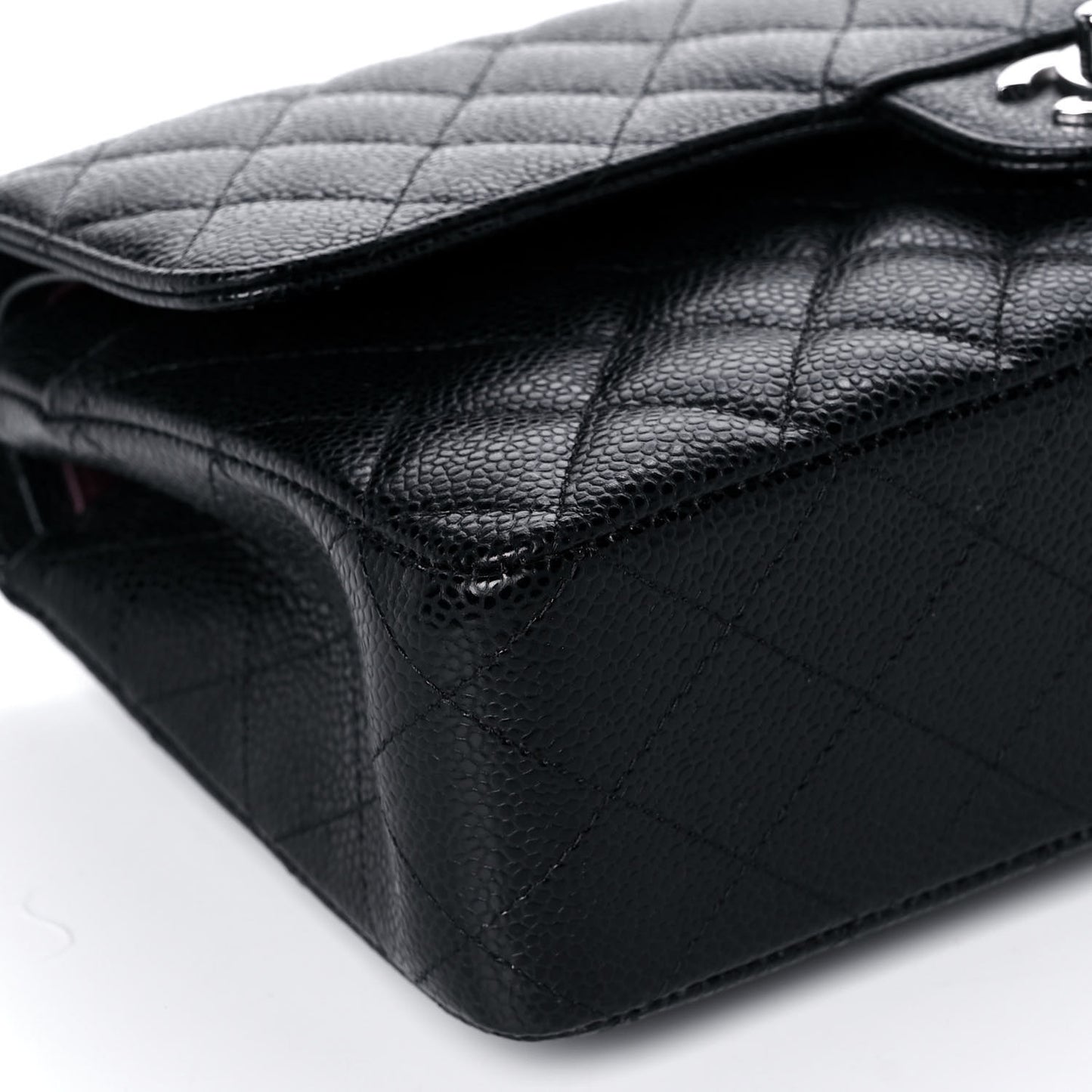 Caviar Quilted Medium Double Flap Black