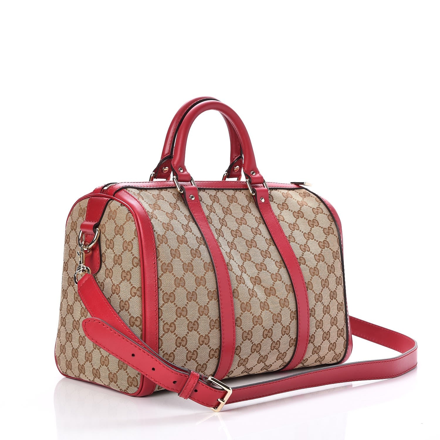 Gucci Monogram Medium Joy Boston Beige Red 3 of 10