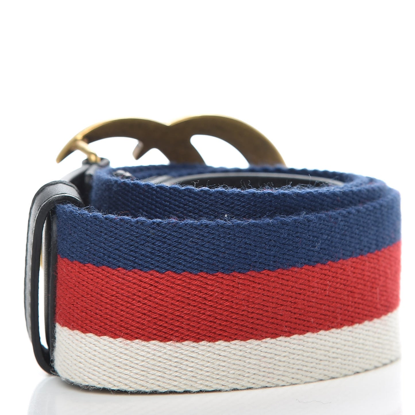 Nylon Calfskin Sylvie Web Double G 40mm Belt 85 34 Mystic White Hibiscus Red Maritime Black