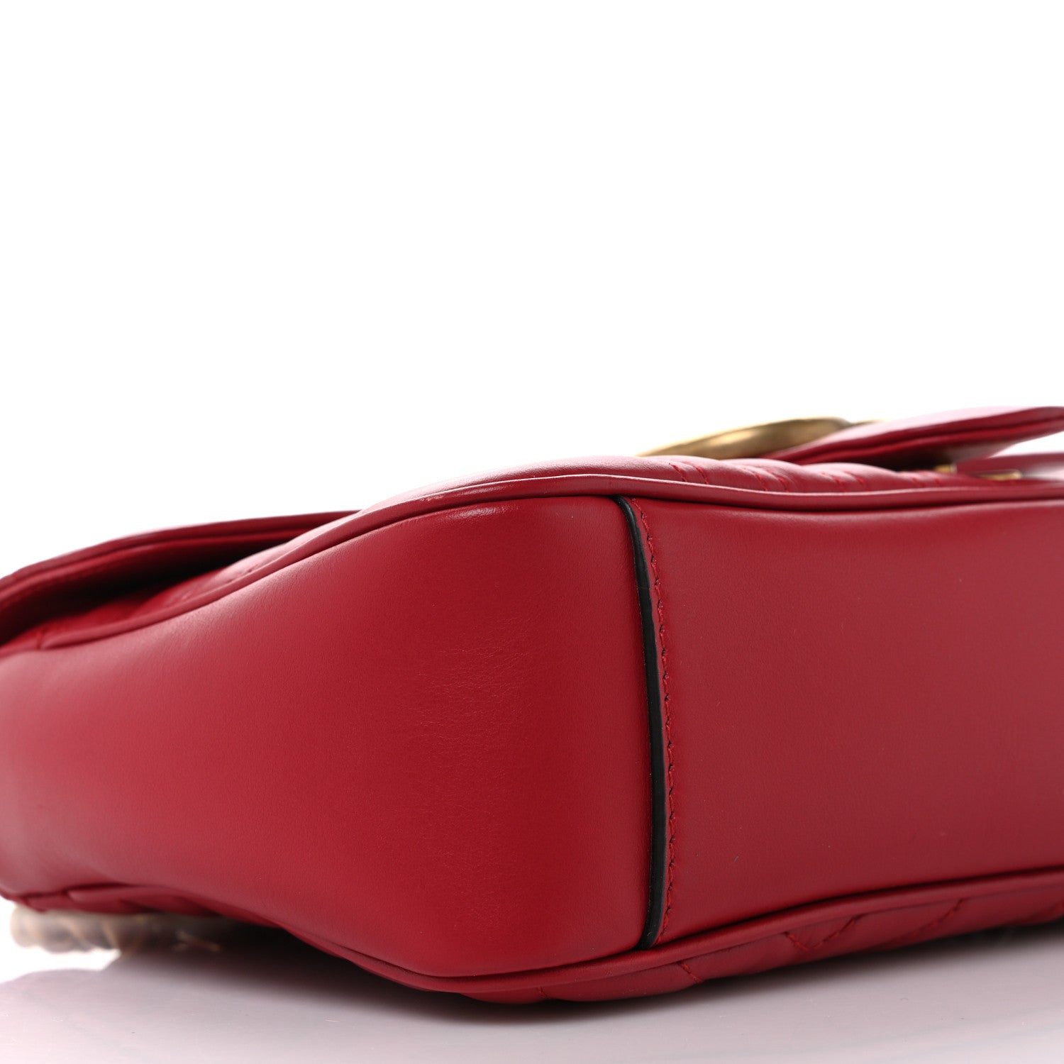 Gucci Calfskin Matelasse Small GG Marmont Shoulder Bag Hibiscus Red 9 of 11