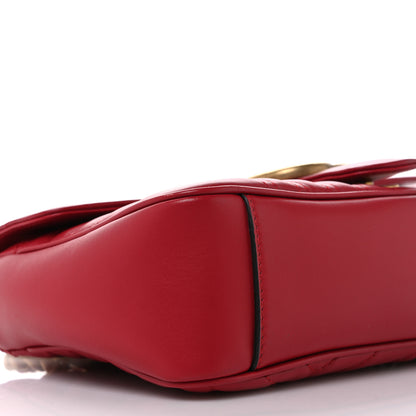 Gucci Calfskin Matelasse Small GG Marmont Shoulder Bag Hibiscus Red 9 of 11