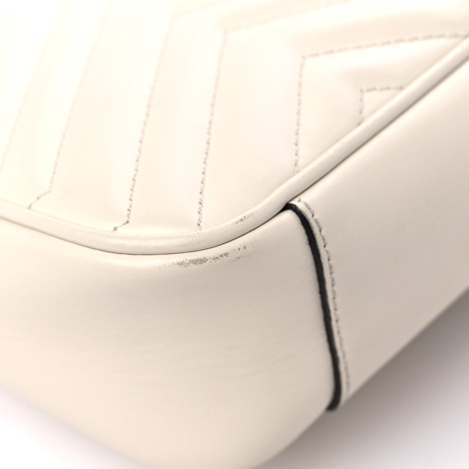 Gucci Calfskin Matelasse Small GG Marmont Shoulder Bag White 10 of 17