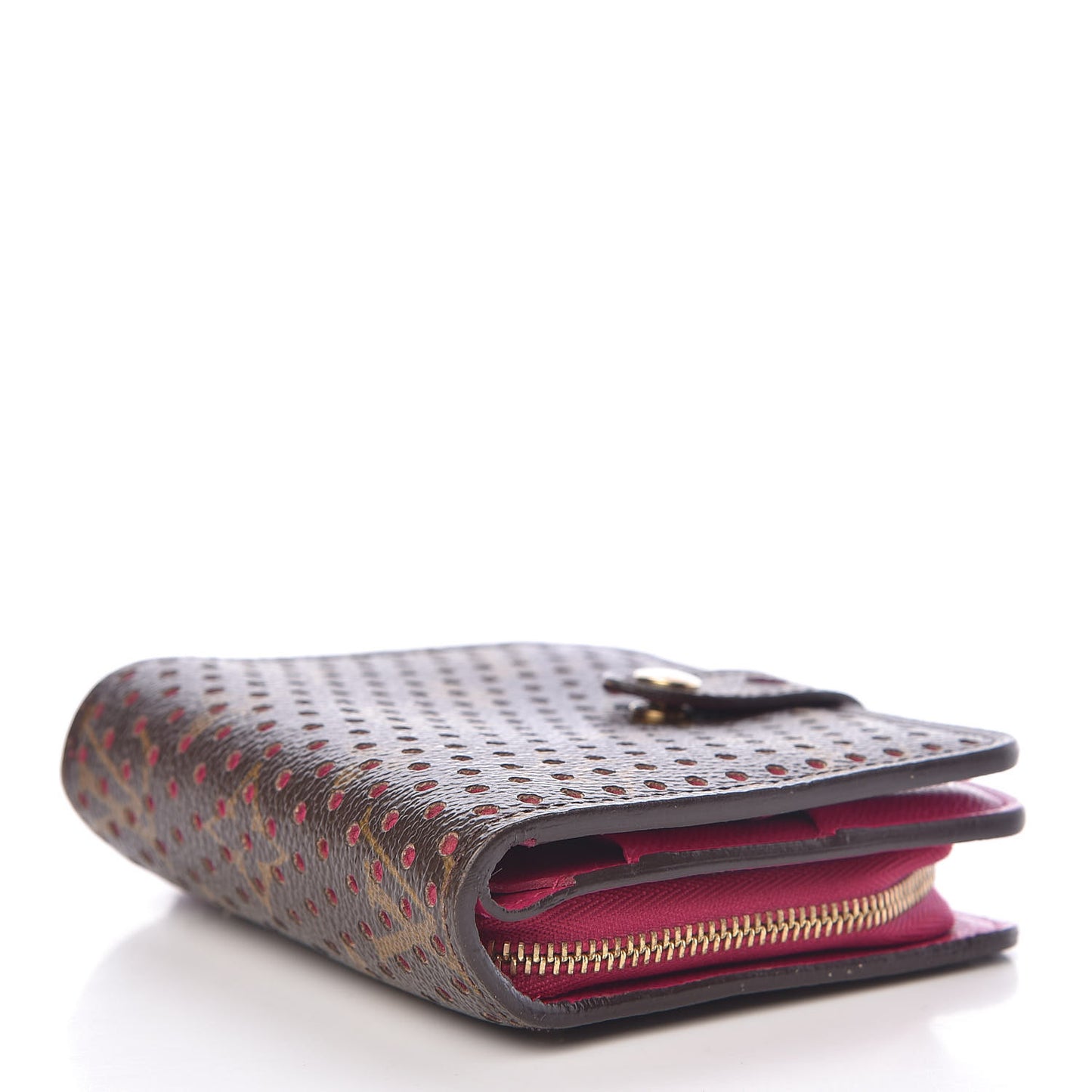 Monogram Perforated Compact Zipped Wallet Fuchsia