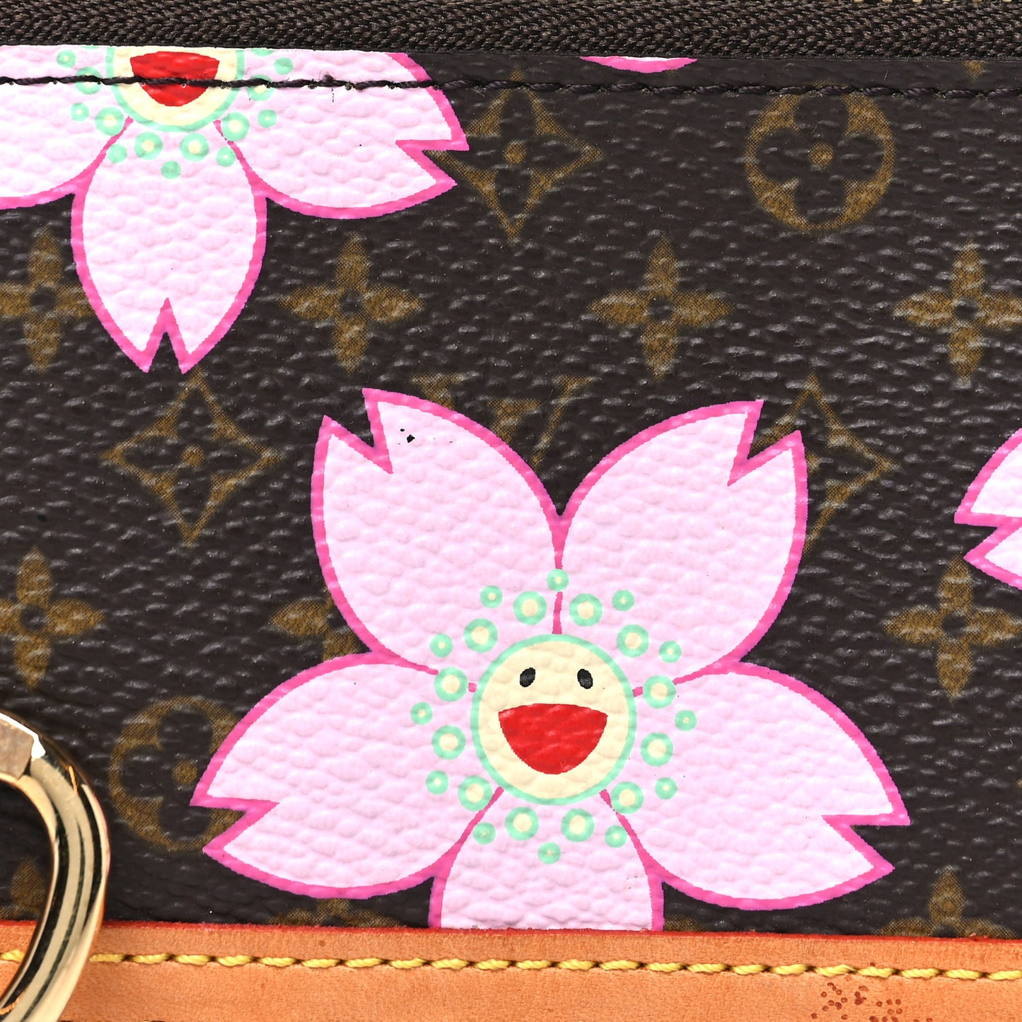 Monogram Cherry Blossom Key Pouch Brown