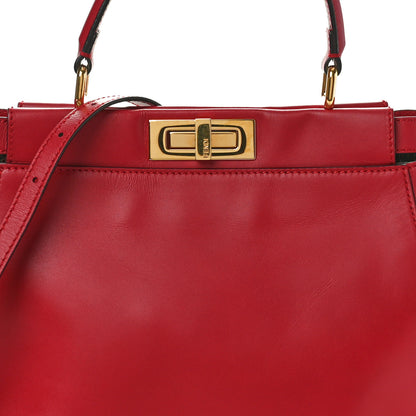 Fendi Vitello Morgan Fabric Jacquard Pequin Medium Peekaboo Iconic Satchel Mattone Tobacco Black 7 of 9