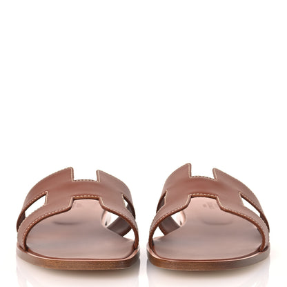 Hermes Box Calfskin Oran Sandals 41 Gold 2 of 10