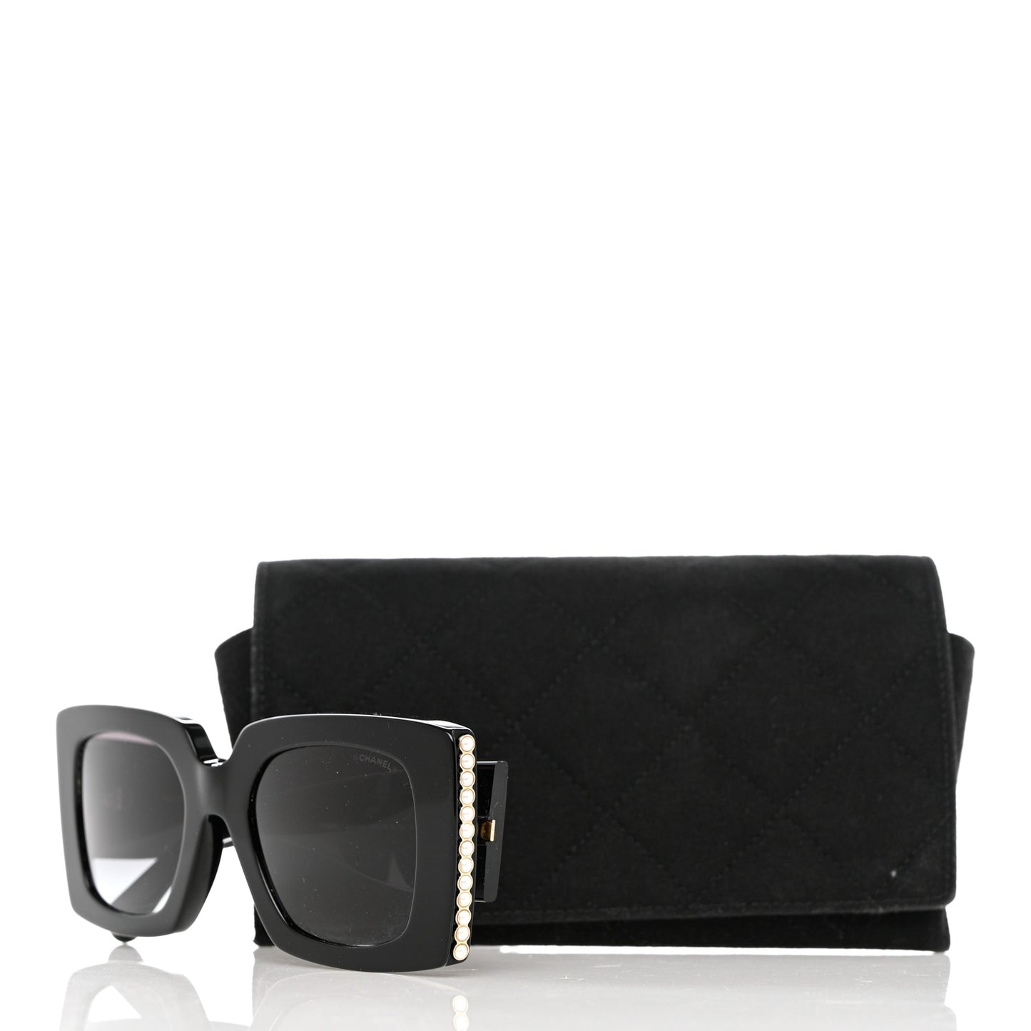 Acetate Pearl Rectangle Sunglasses 5480-H Black