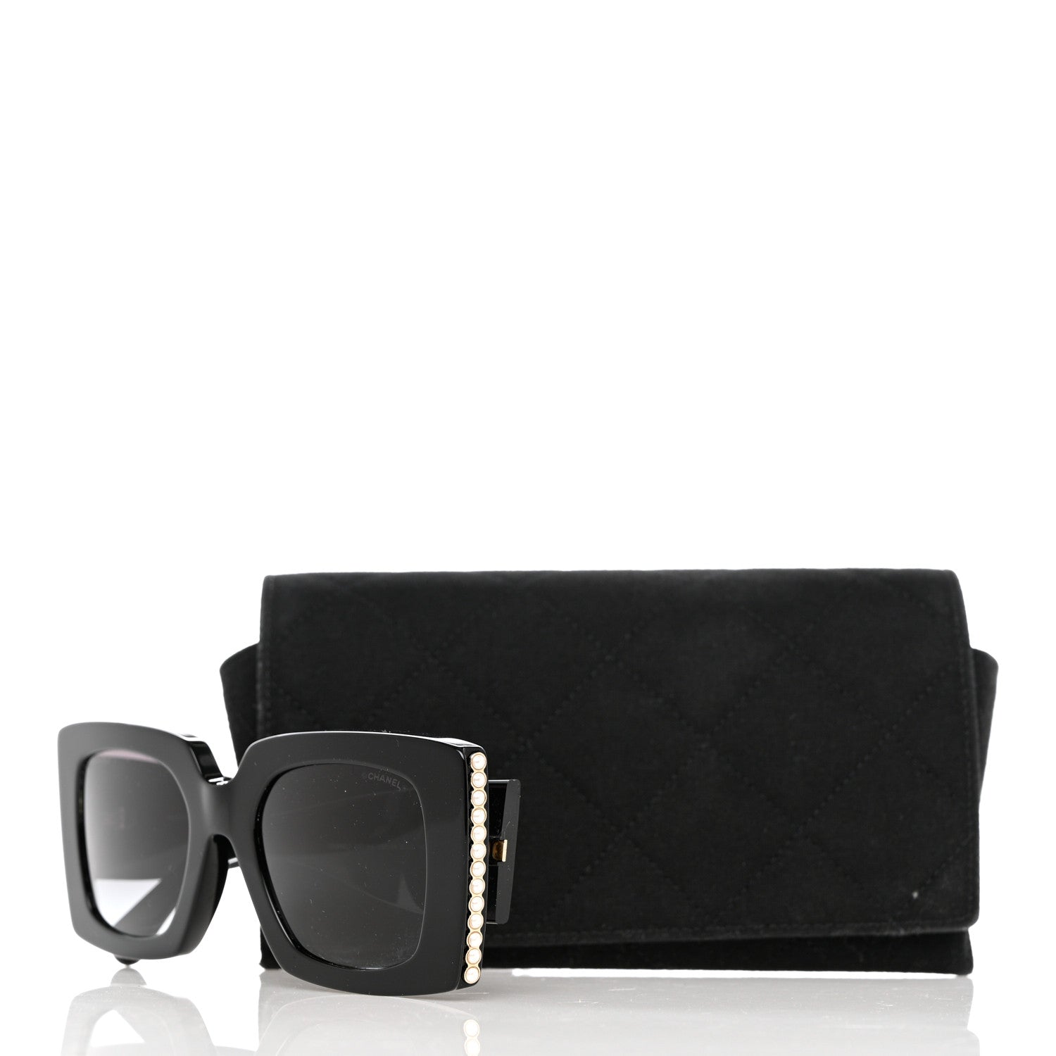 Chanel Acetate Pearl Rectangle Sunglasses 5480-H Black 8 of 8