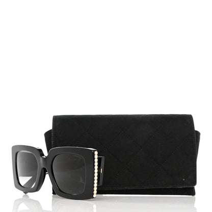 Chanel Acetate Pearl Rectangle Sunglasses 5480-H Black 8 of 8