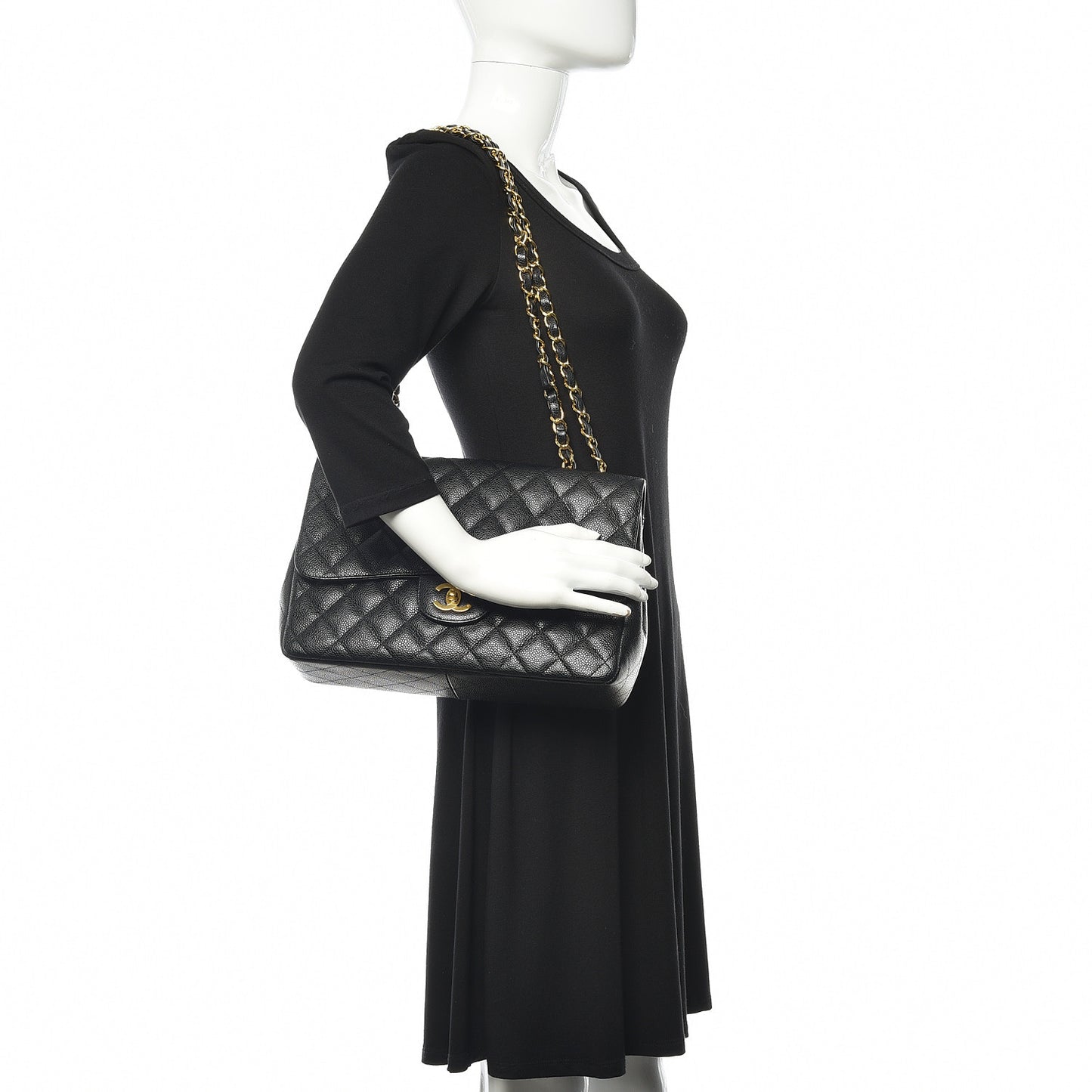 Caviar Quilted Jumbo Single Flap Black