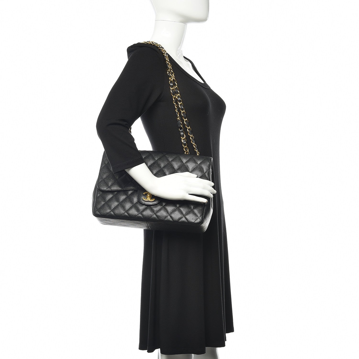 Chanel Caviar Quilted Jumbo Single Flap Black 2 of 15