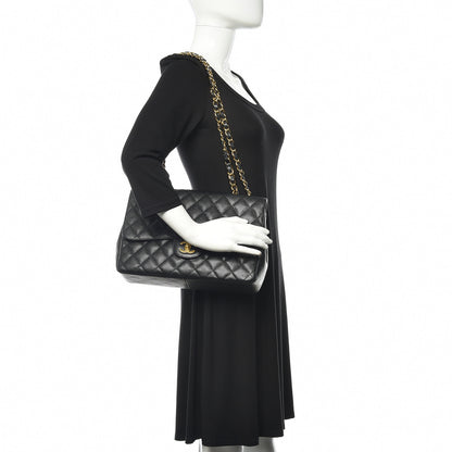 Chanel Caviar Quilted Jumbo Single Flap Black 2 of 15