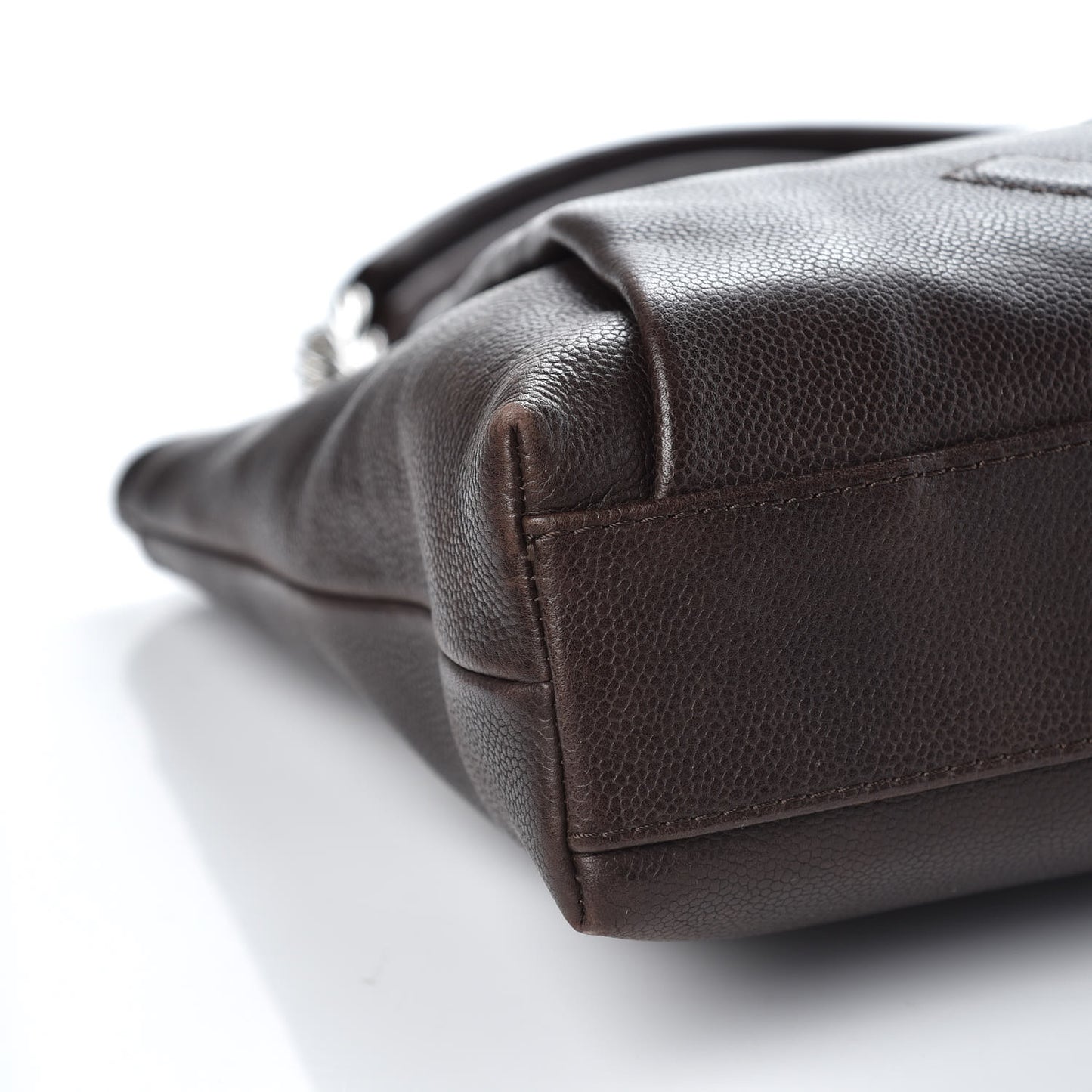 Caviar Large CC Tuck Tote Dark Brown