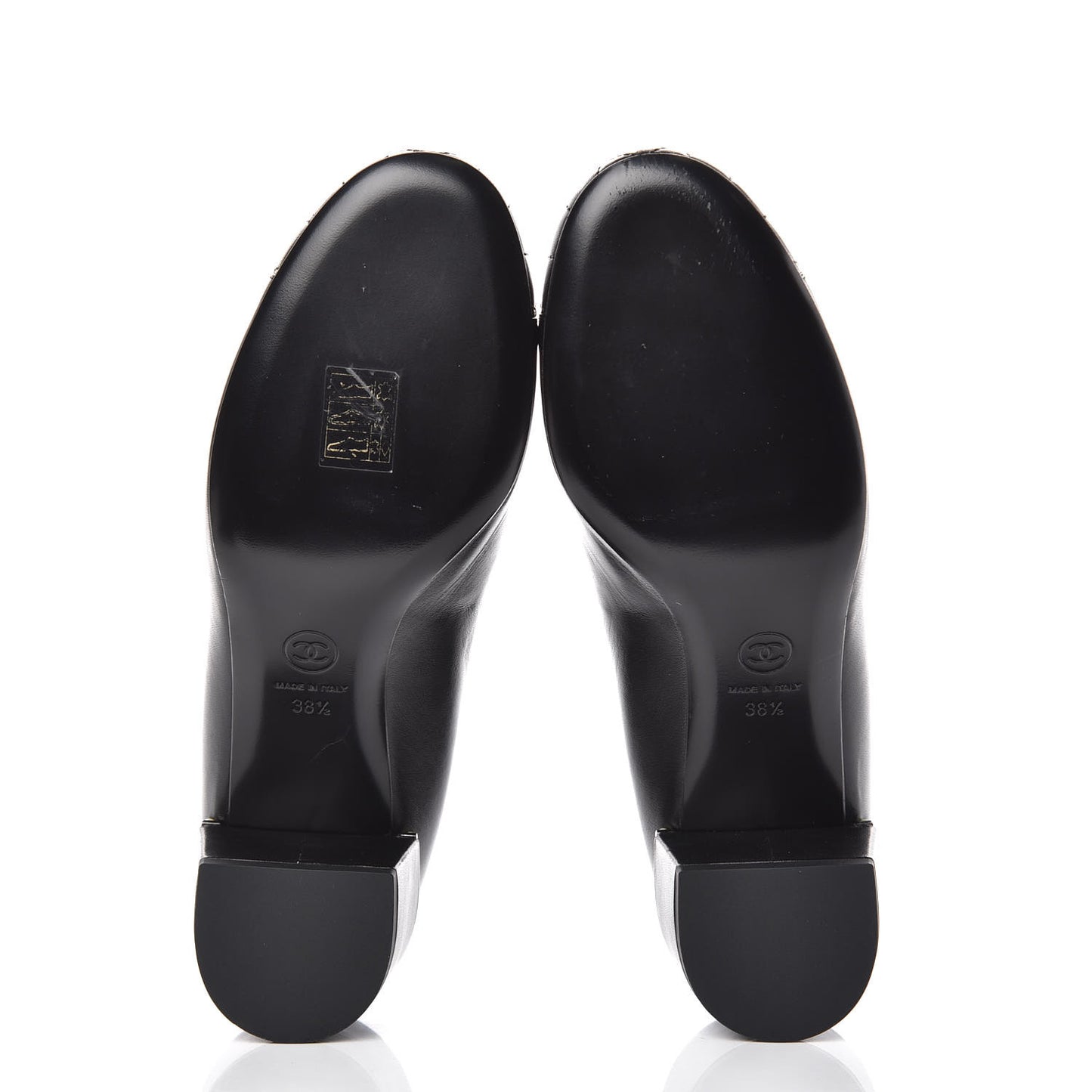 Lambskin Pearl Cap Toe Pumps 38.5 Black