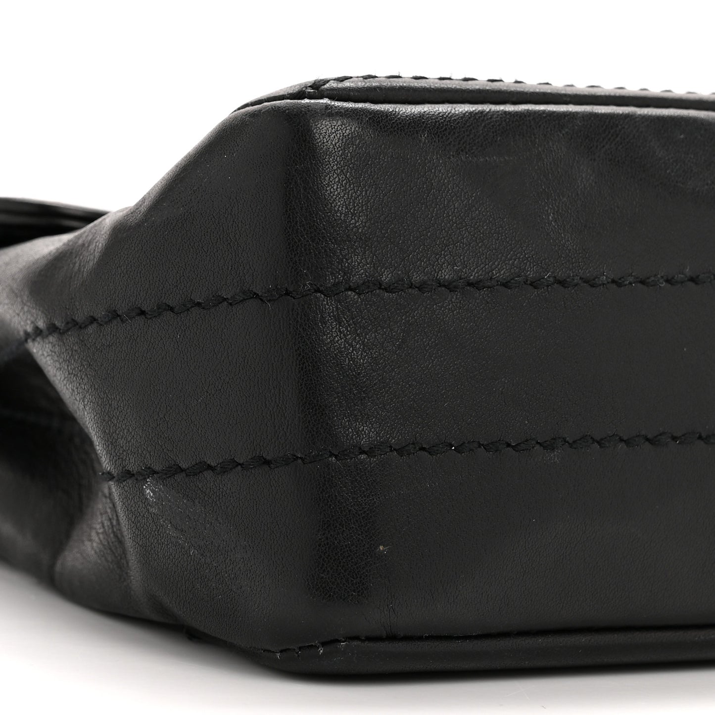 Lambskin Stitched Chocolate Bar Single Flap Black