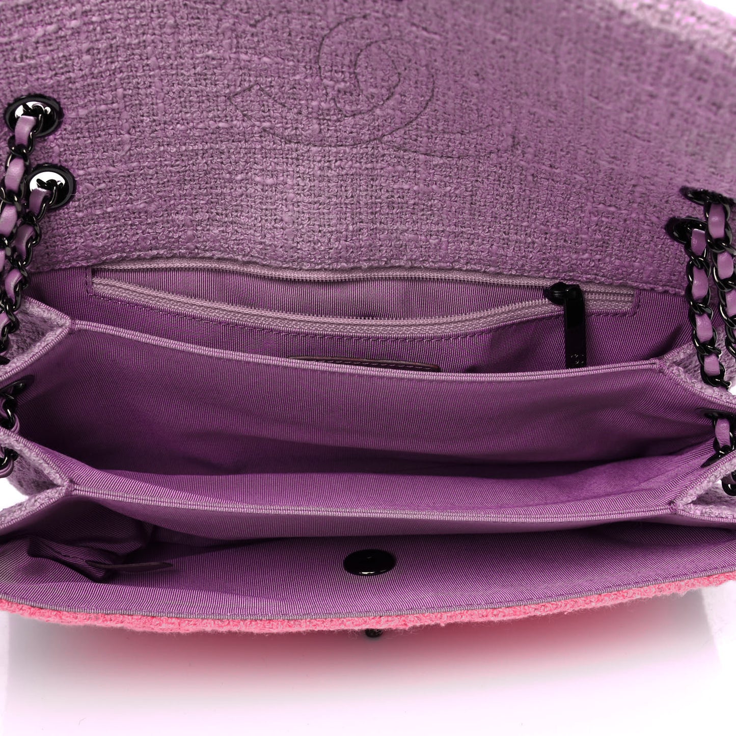 Tweed Quilted Flap Pink Purple