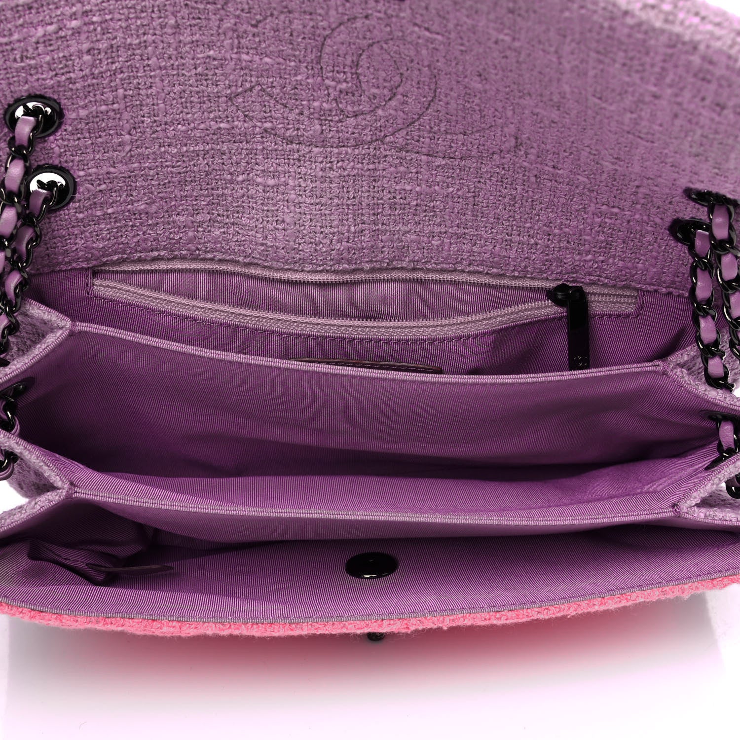 Chanel Tweed Quilted Flap Pink Purple 4 of 4