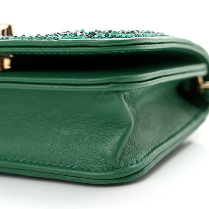 Chanel Lambskin Crystal Diamante Clutch With Chain Green 11 of 11