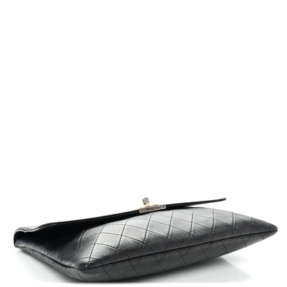Chanel Lambskin Quilted Sleek And Chic Clutch Black Black 4 of 11