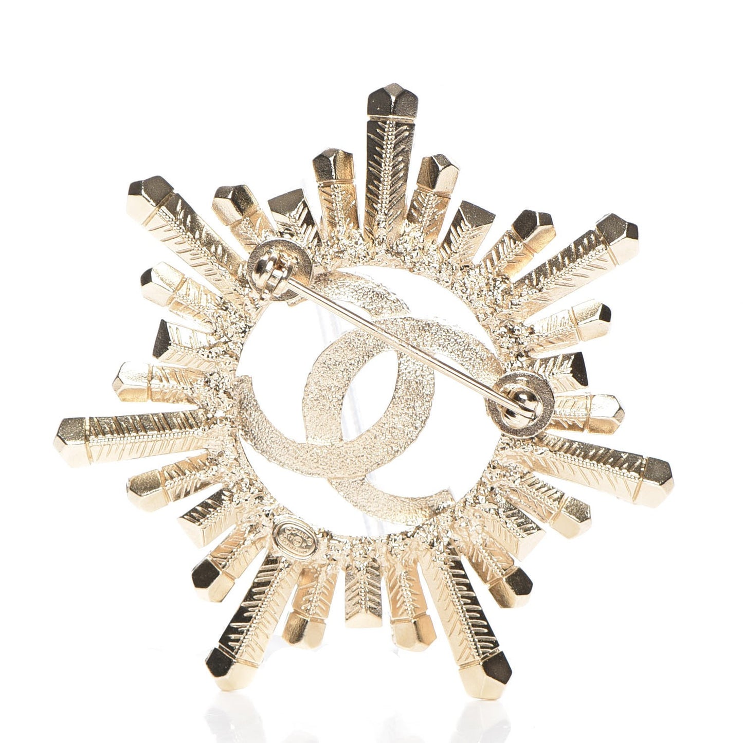 Crystal Baguette CC Brooch Light Gold