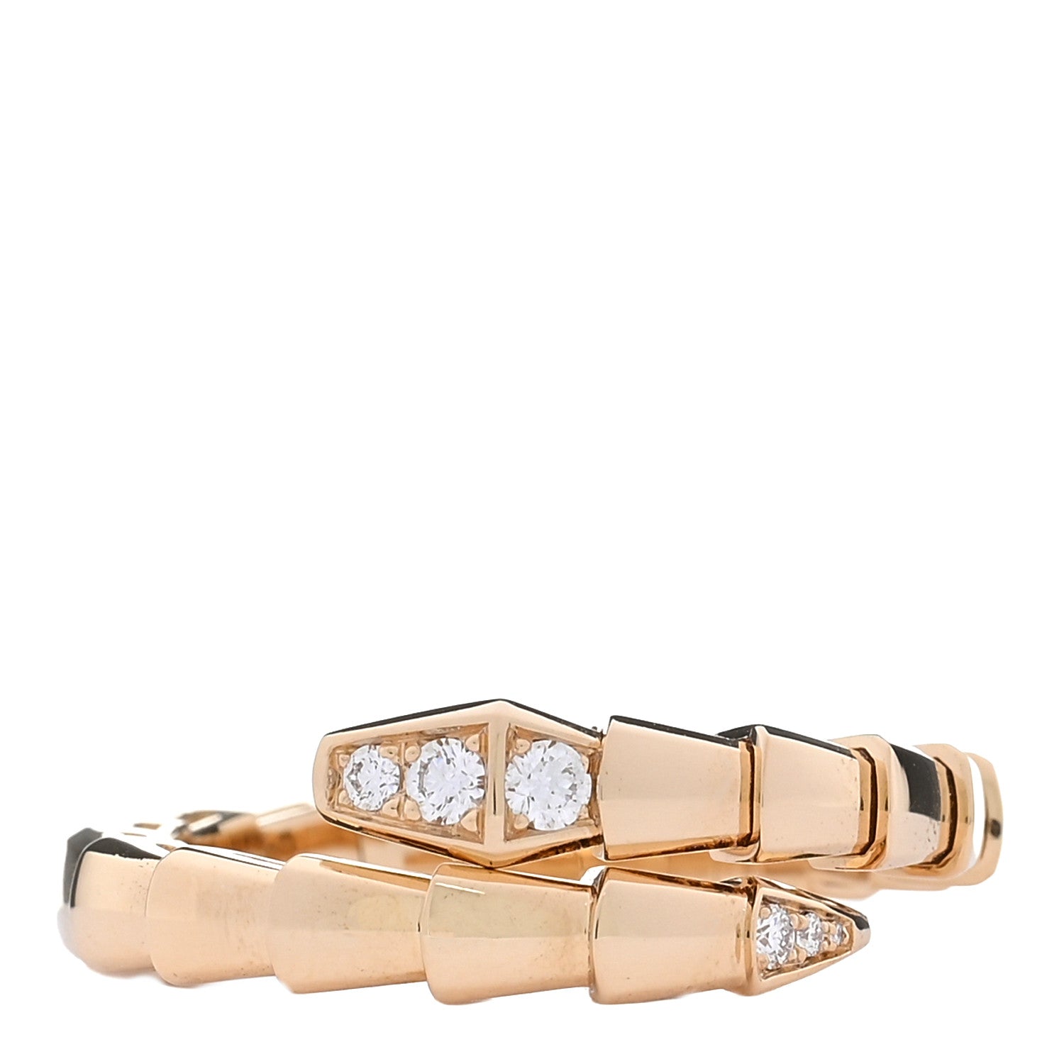 Bulgari 18K Yellow Gold Diamond Serpenti Viper Single Spiral Ring 60 9 1 of 5