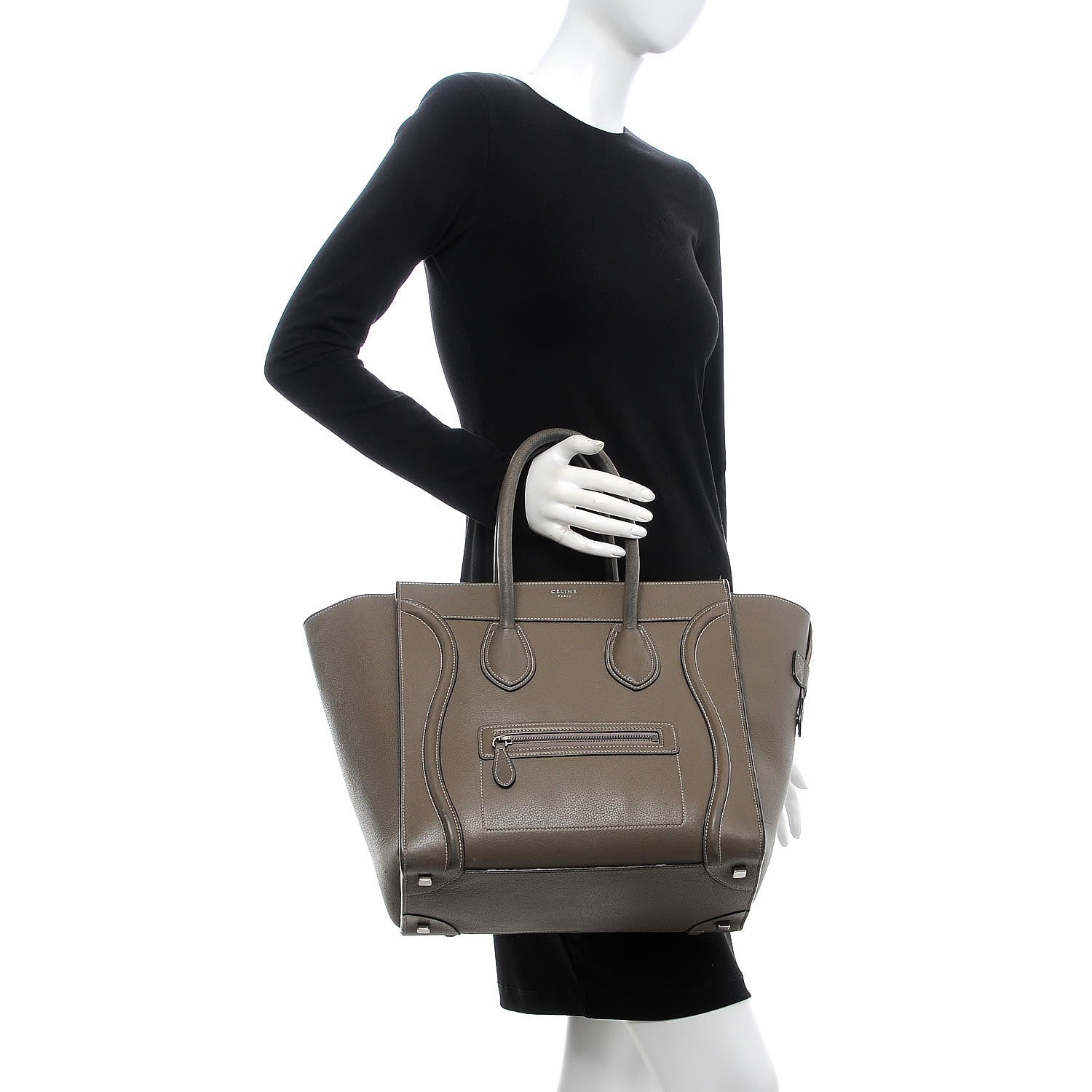 Celine Drummed Calfskin Mini Luggage Souris 2 of 26