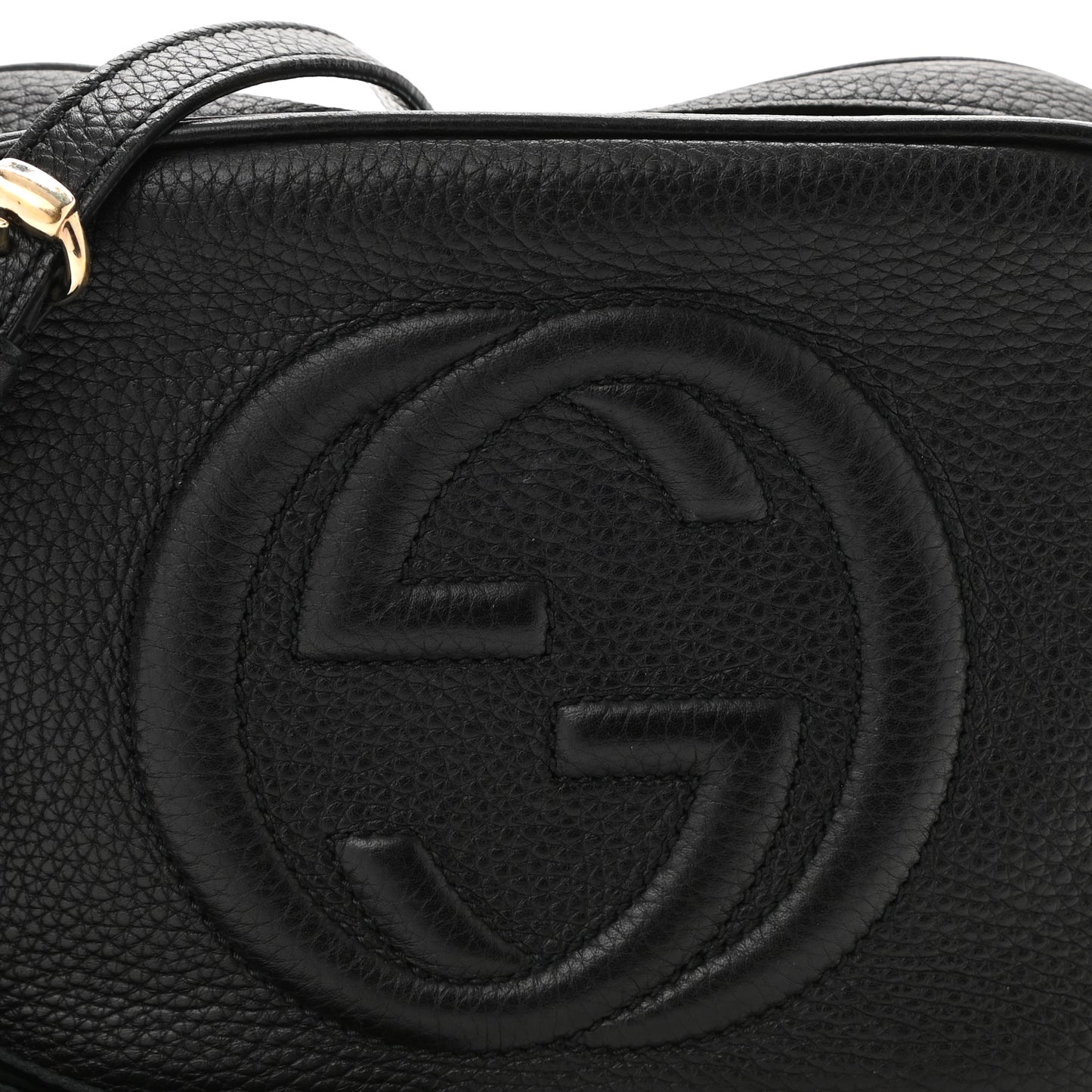 Pebbled Calfskin Small Soho Disco Bag Black
