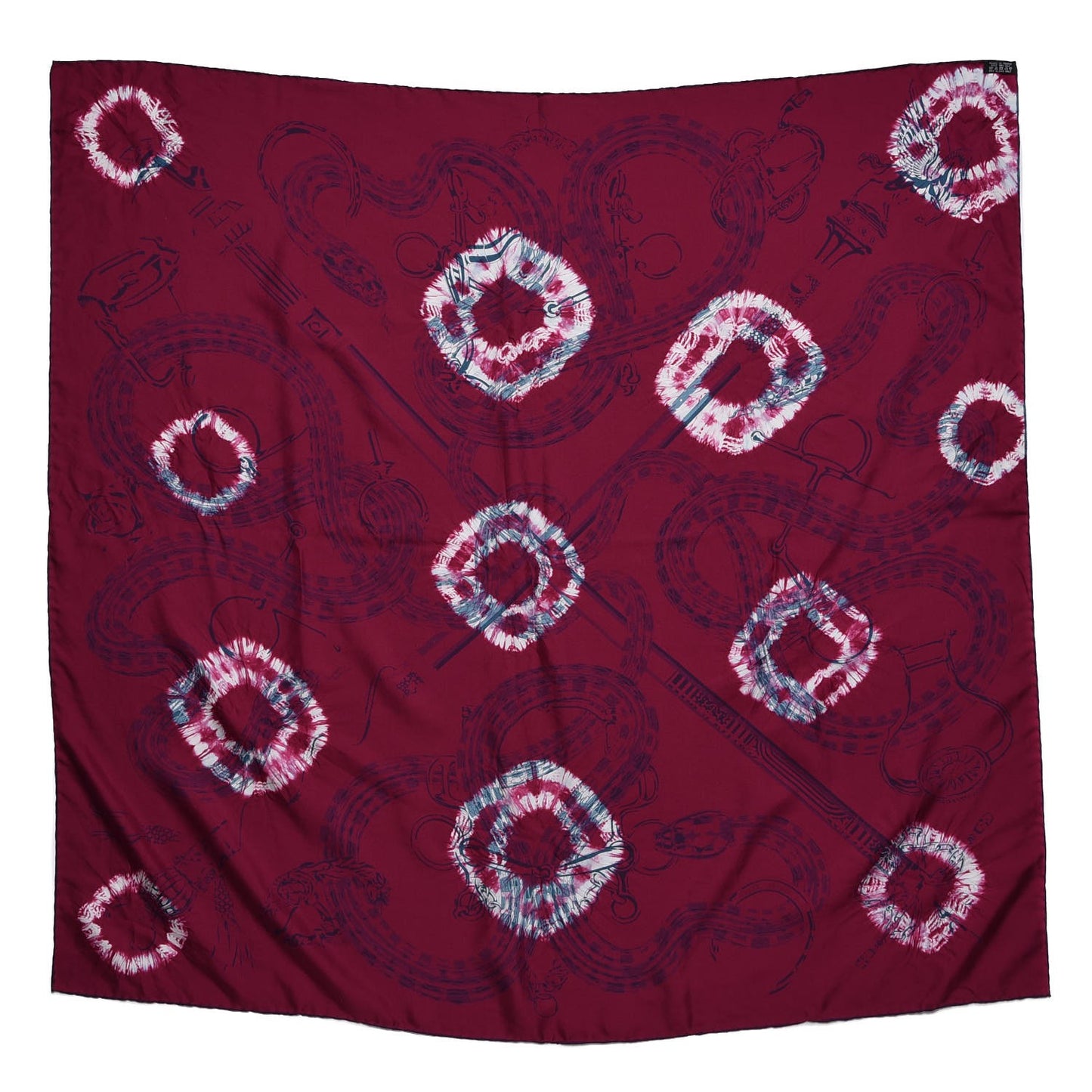 Silk Caducee Rock Tie and Dye Scarf 100 Magenta Cobalt
