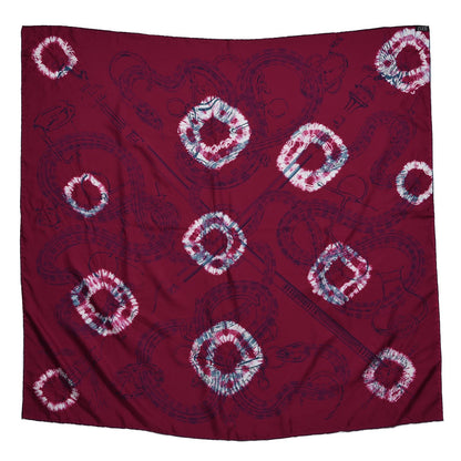 Hermes Silk Caducee Rock Tie and Dye Scarf 100 Magenta Cobalt 3 of 8