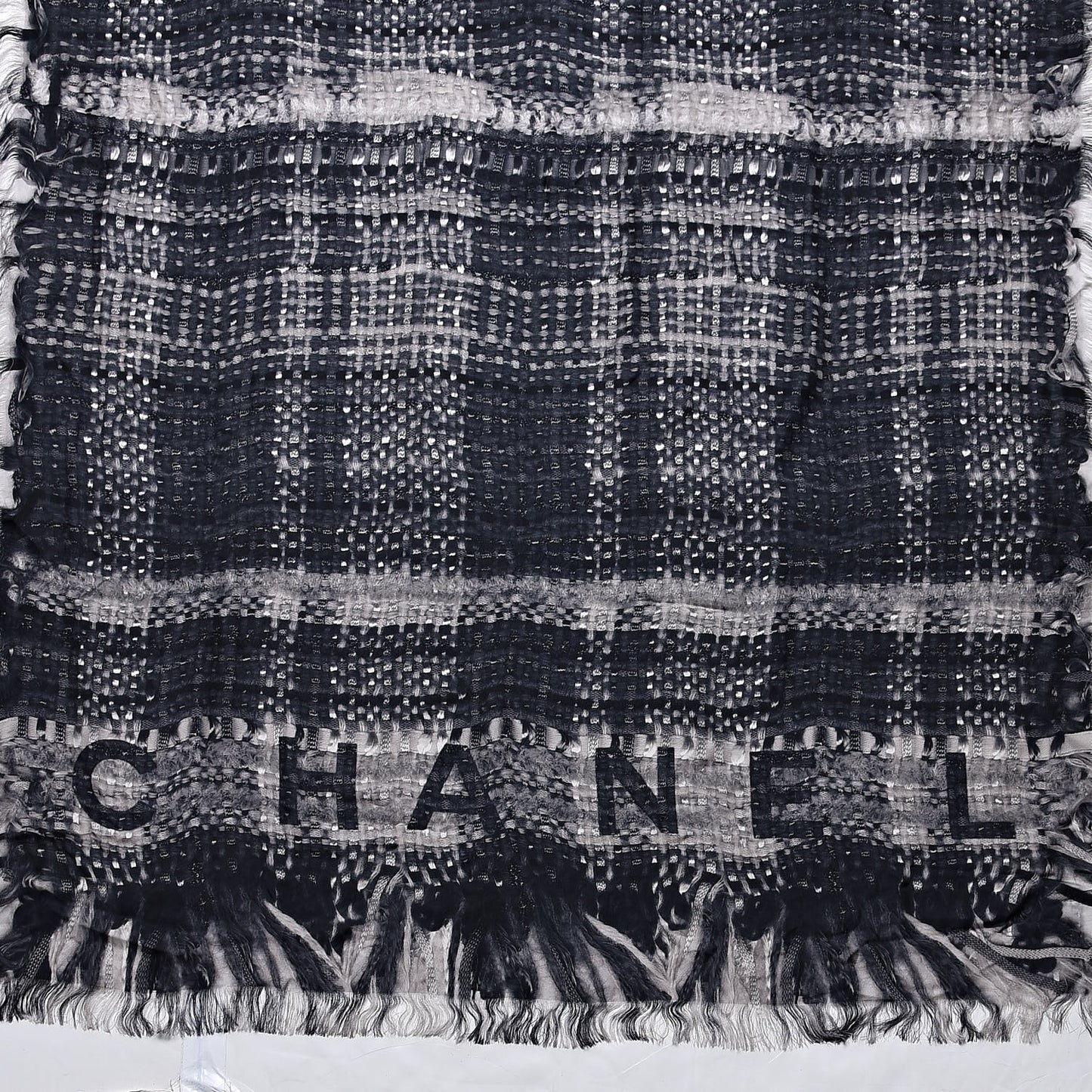 Silk Weave Print Scarf Black